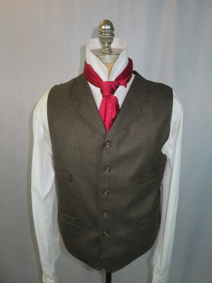 Men's Notch Vest - Dark Brown Glen Plaid with Blue and Rust Accents of18