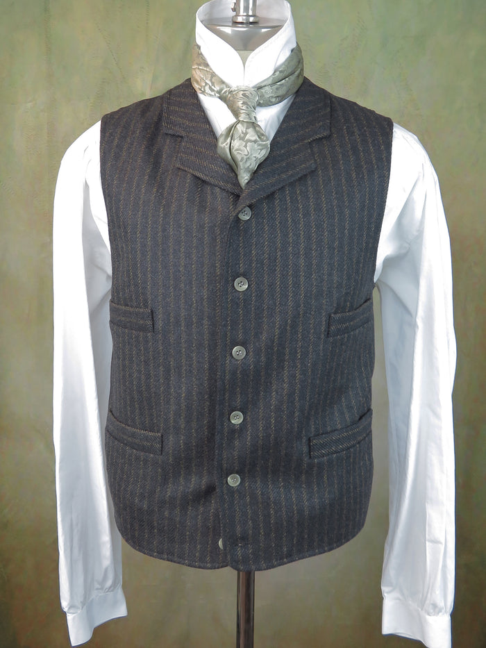Men's Notch Vest - Diagonal Tan Chalk Stripe #608