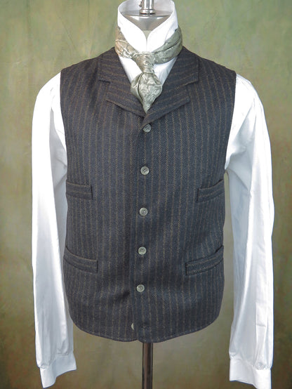 Men's Notch Vest - Diagonal Tan Chalk Stripe #608