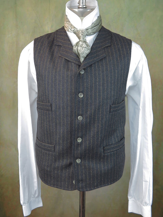 Men's Notch Vest - Diagonal Tan Chalk Stripe #608