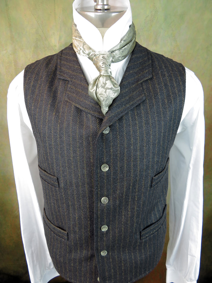 Men's Notch Vest - Diagonal Tan Chalk Stripe #608