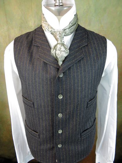 Men's Notch Vest - Diagonal Tan Chalk Stripe #608
