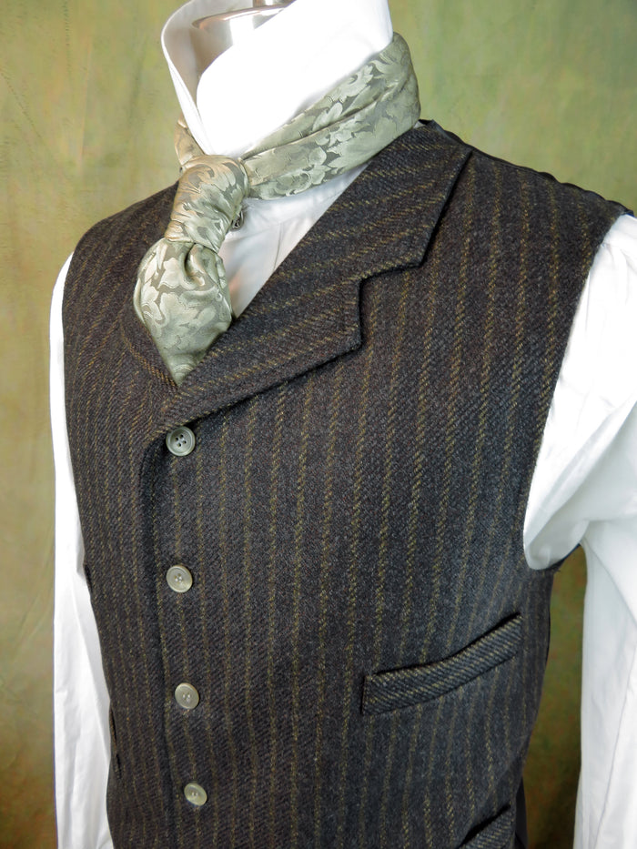 Men's Notch Vest - Diagonal Tan Chalk Stripe #608
