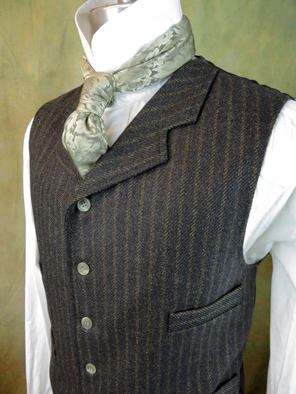 Men's Notch Vest - Diagonal Tan Chalk Stripe #608