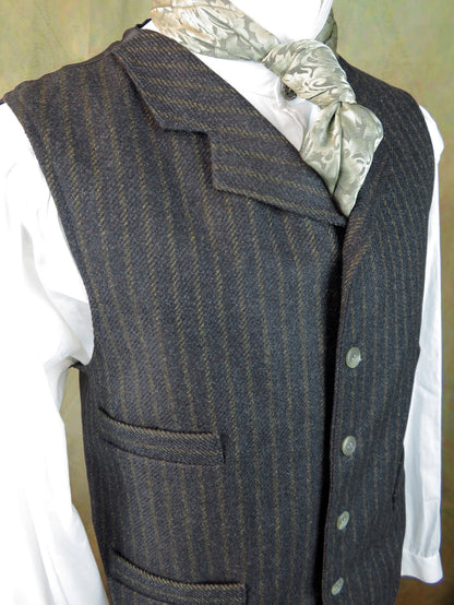 Men's Notch Vest - Diagonal Tan Chalk Stripe #608