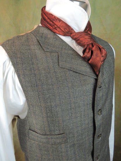 Men's Notch Vest - Grey with Rust and Navy Glen Plaid