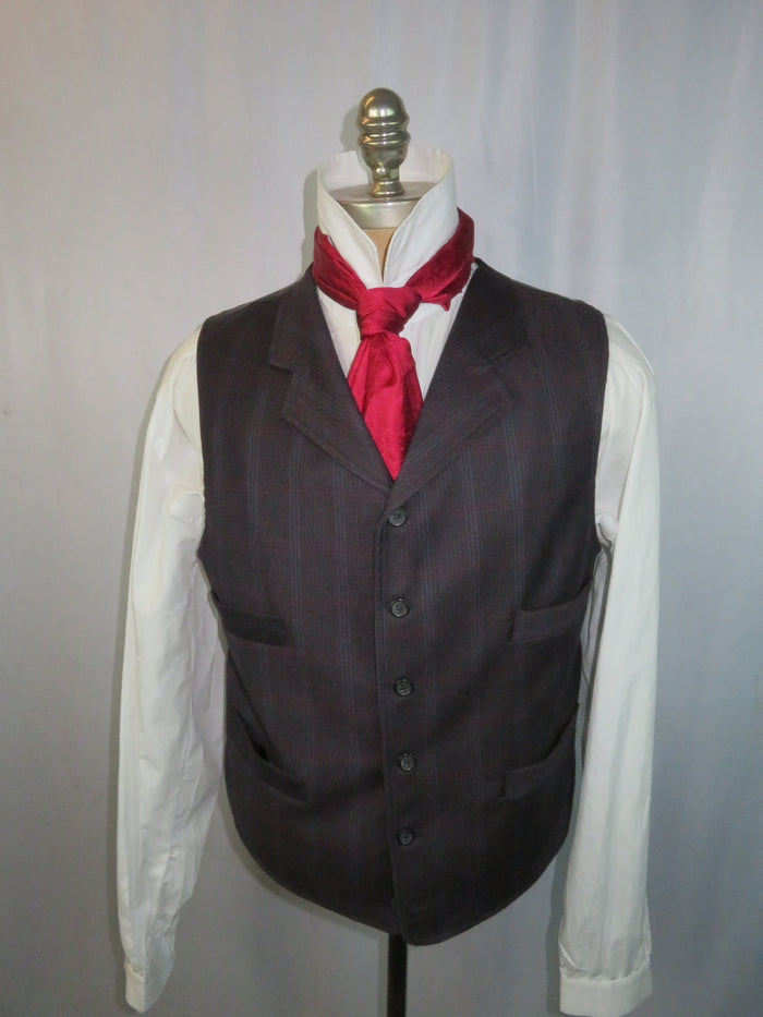 Men's Notch Vest - Rust and Navy Bold Glen Plaid #796b