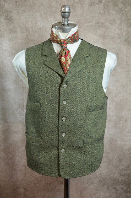Men's Notch Vest - Verdun Green Herringbone rf1