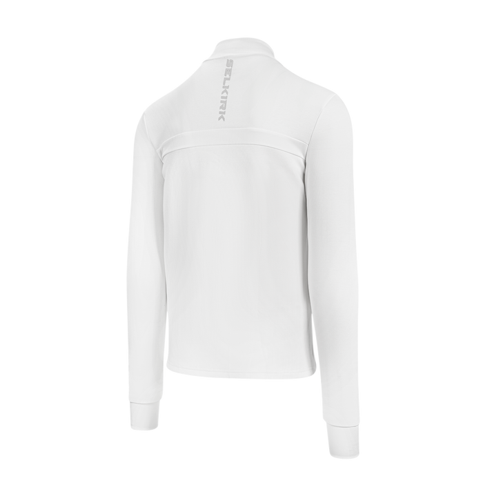 Selkirk pickleball men's full-zip jacket in black, tan, and white.
