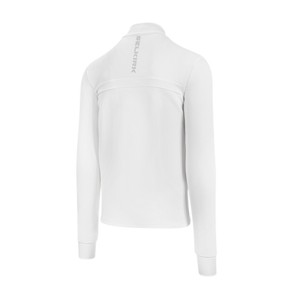 Selkirk pickleball men's full-zip jacket in black, tan, and white.