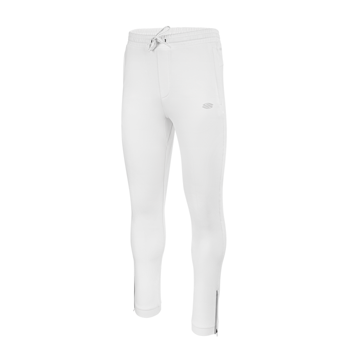 White Men’s Pro Line Knit Jogger with elastic waistband and side zipper