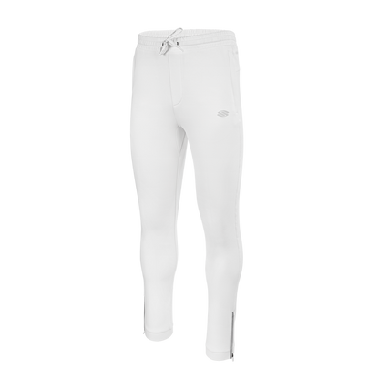 White Men’s Pro Line Knit Jogger with elastic waistband and side zipper