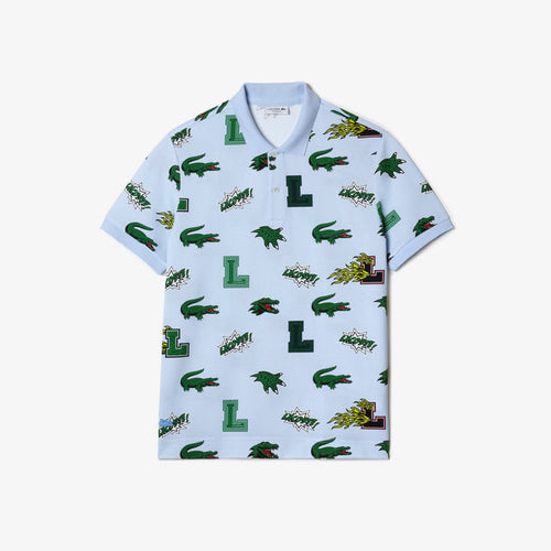 Men's Regular Fit Crocodile Print Polo Blue