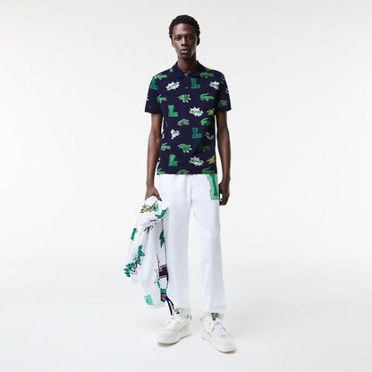 Men's Regular Fit Crocodile Print Polo MARINE/MULTICO