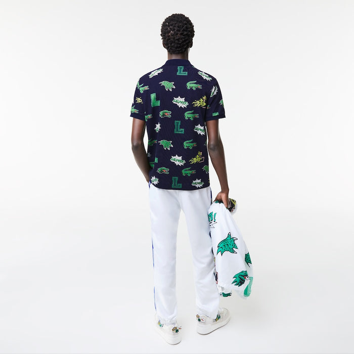 Men's Regular Fit Crocodile Print Polo MARINE/MULTICO
