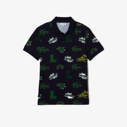 Men's Regular Fit Crocodile Print Polo MARINE/MULTICO