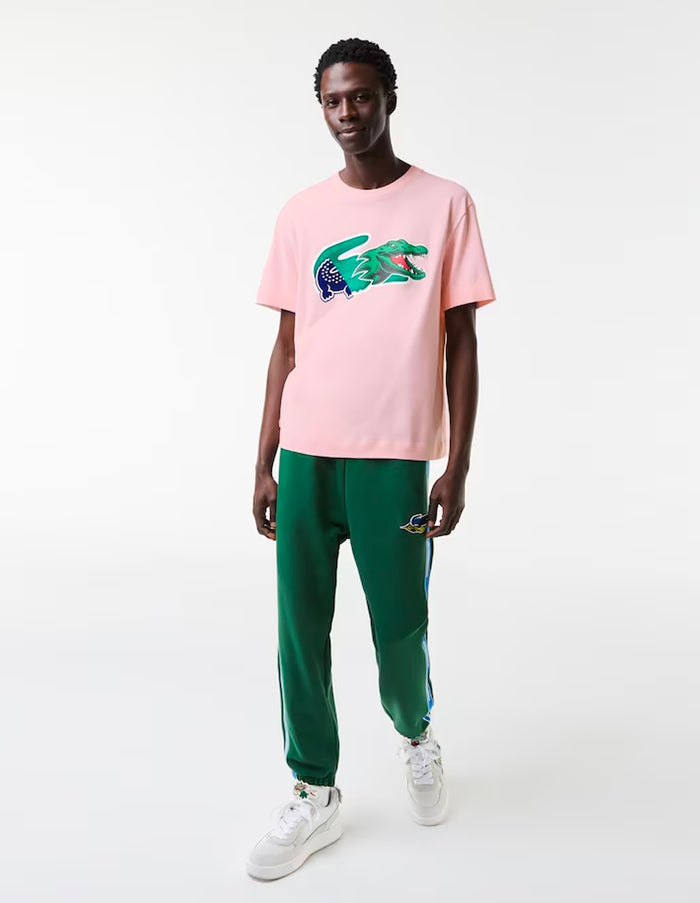 Men's Relaxed Fit Oversized Crocodile T-Shirt Pink