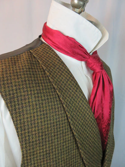 Men's Shawl Vest - Brown Mustard Houndstooth