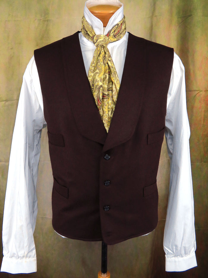 Men's Shawl Vest - Hickory Brown Wool #944