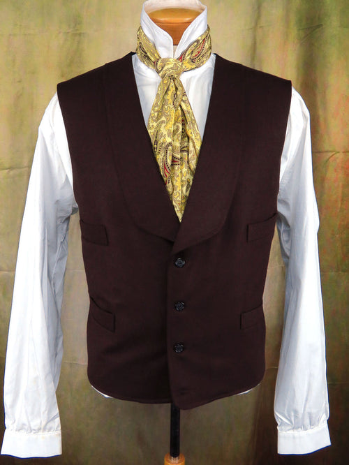 Men's Shawl Vest - Hickory Brown Wool #944