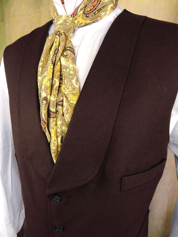 Men's Shawl Vest - Hickory Brown Wool #944