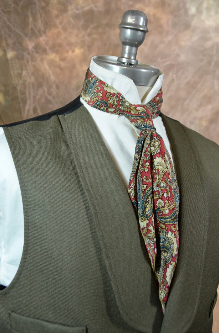 Men's Shawl Vest - Olive Green 619