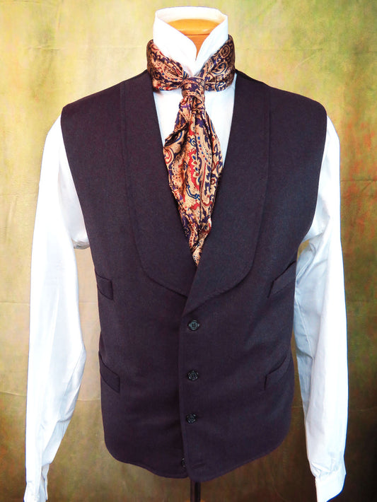 Men's Shawl Vest - Wine Tweed