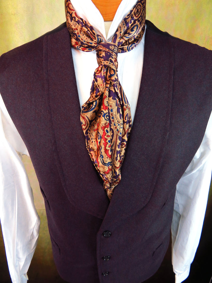 Men's Shawl Vest - Wine Tweed