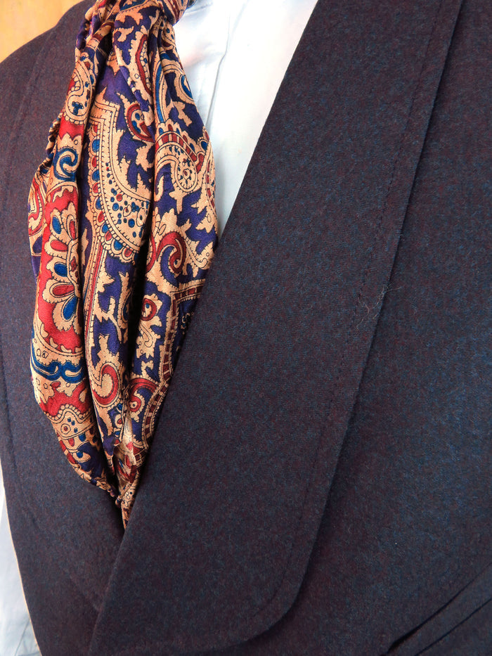 Men's Shawl Vest - Wine Tweed