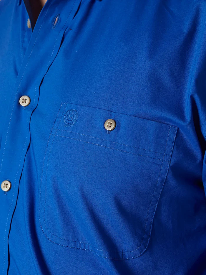 Men's Wrangler 112345803 George Strait Royal Blue Long Sleeve Stretch Button Up Shirt