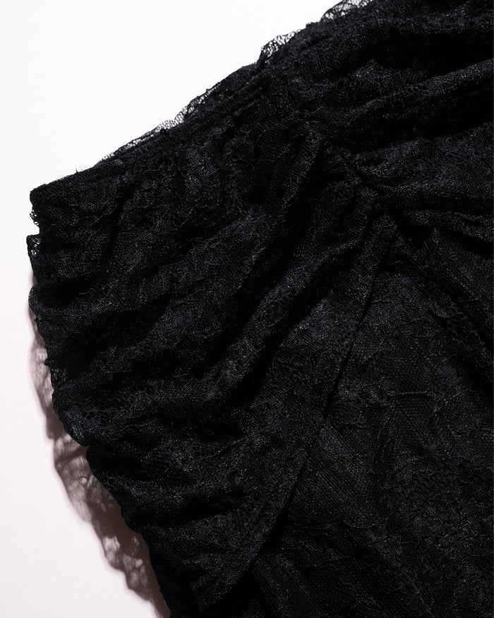 Close up of the waistline of Mermaid Maxi Skirty - Lace Black