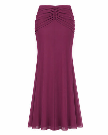 Outline image of Mermaid Sheer Maxi Skirty - Mesh Dark Rose