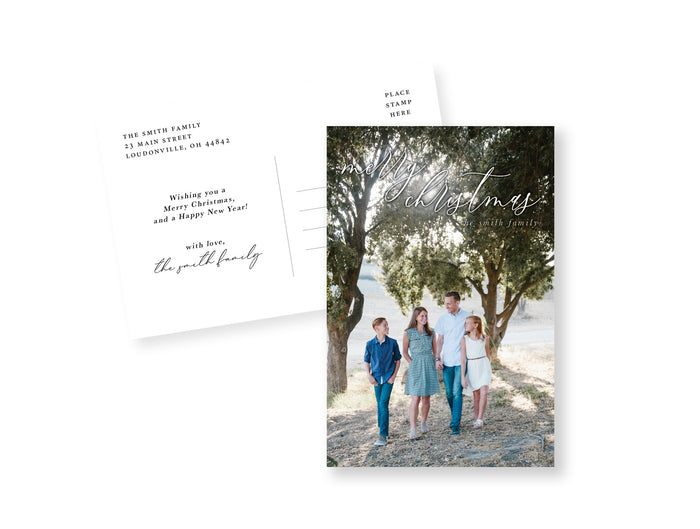 Merry Christmas Script Postcard
