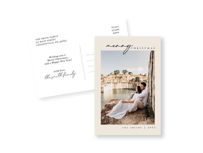 Merry Modern Script Postcard