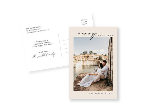 Merry Modern Script Postcard