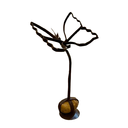 Metal and Stone Butterfly Art, large