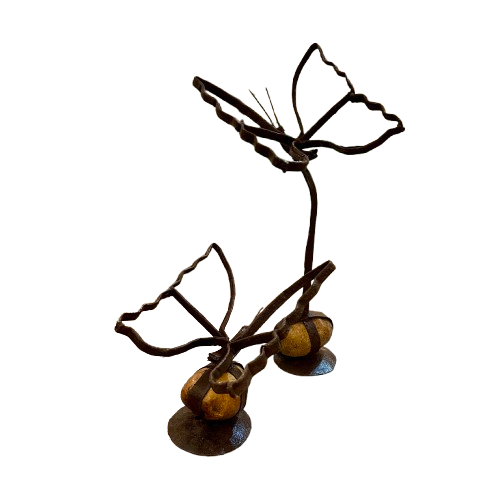 Metal and Stone Butterfly Art, large