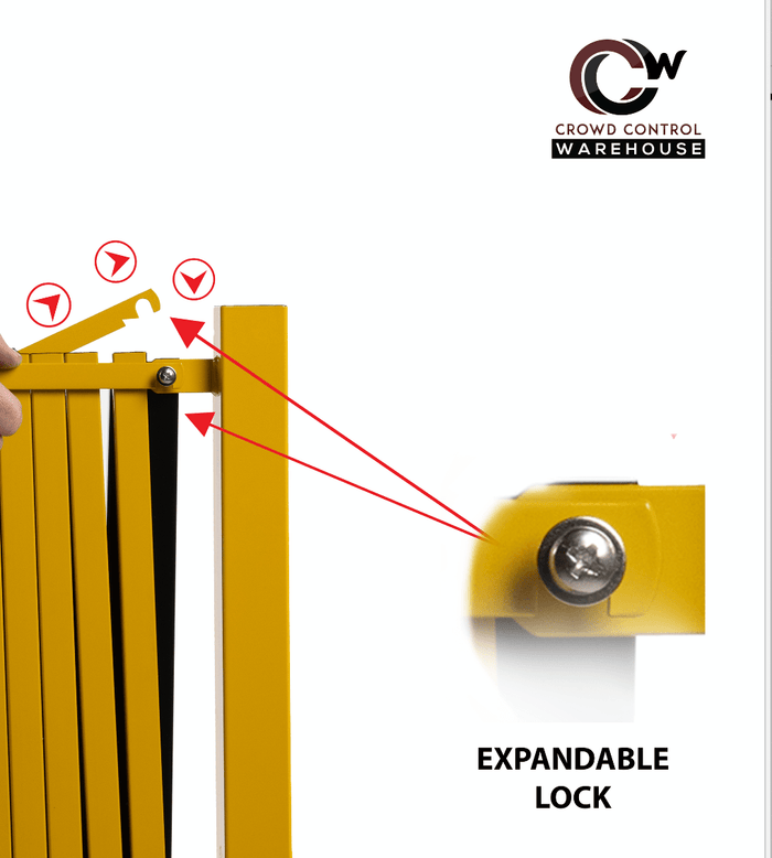 Metal Expandable Barricade, 16 Ft. and 11 Ft - Trafford Industrial - Crowd Control Warehouse