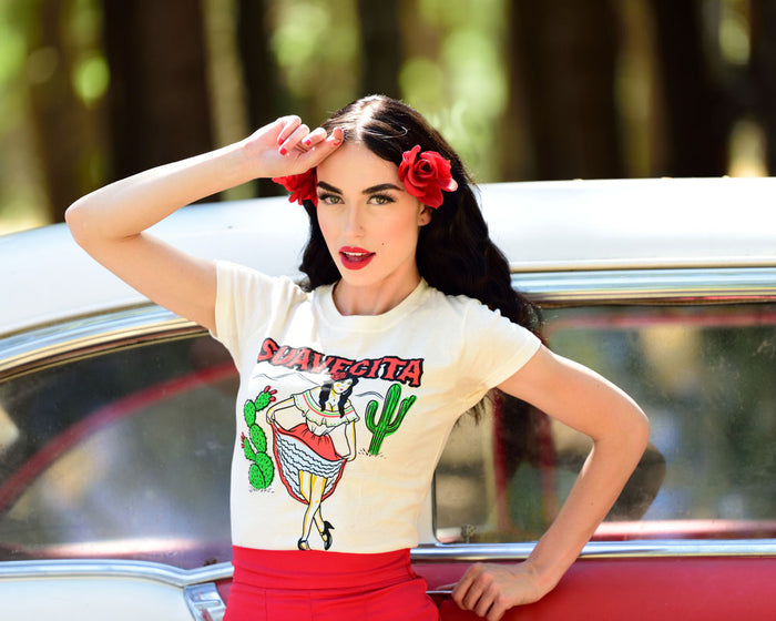 Mexicana Tee - Model is wearing a size small tee.