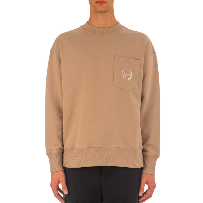 Micro College Brush Stroke Print Sweatshirt Beige