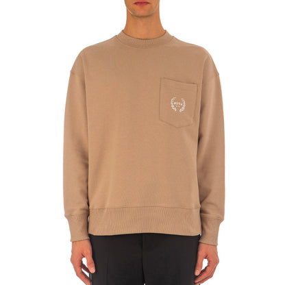 Micro College Brush Stroke Print Sweatshirt Beige
