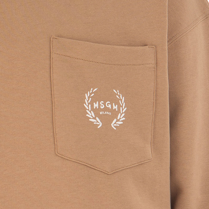 Micro College Brush Stroke Print Sweatshirt Beige