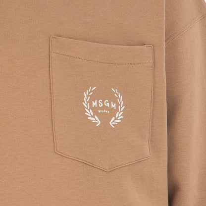 Micro College Brush Stroke Print Sweatshirt Beige