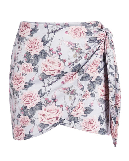 Outline of Mini Wrap Skirty - Blue Thorny Rose