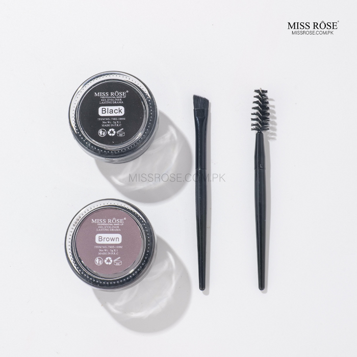 Miss Rose Gel Eyeliner - 2 color set Black and Brown | Miss Rose Com Pk | Official Store In Pakistan | 100% Authentic Makeup Products