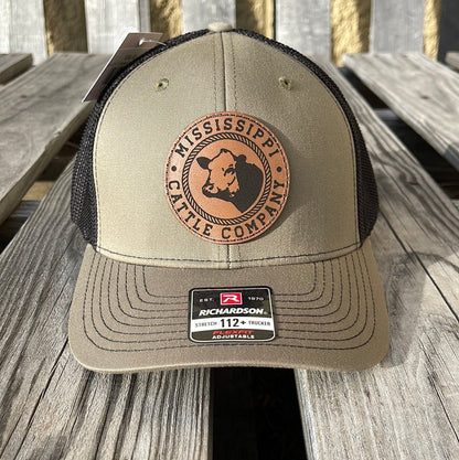 Mississippi Cattle Company "MCC #11" Caramel Leather Logo Patch 112PL R-Flex Caps (3 Colors)