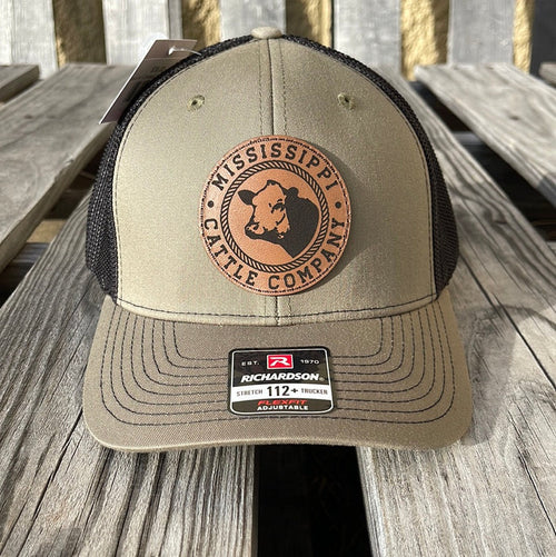 Mississippi Cattle Company "MCC #11" Caramel Leather Logo Patch 112PL R-Flex Caps (3 Colors)