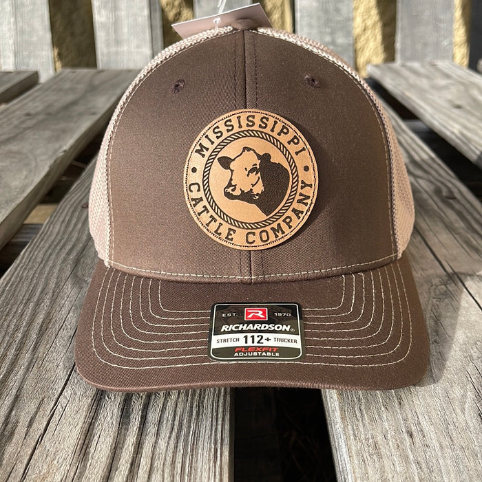 Mississippi Cattle Company "MCC #11" Natural Leather Logo Patch 112PL R-Flex Caps (2 Colors)
