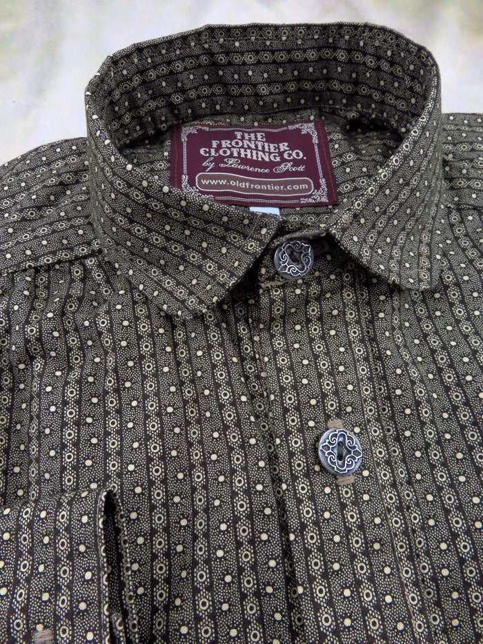 Mocha Brown and Cream Wallpaper Men's Victorian Shirt