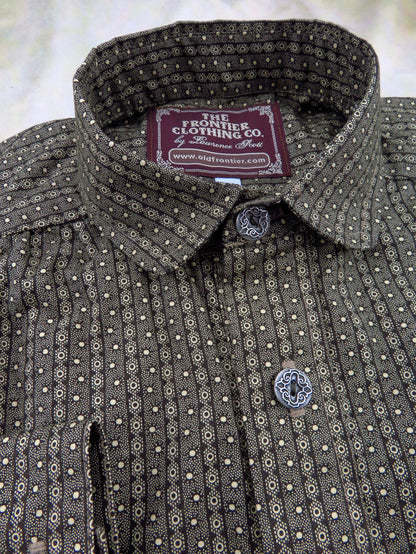 Mocha Brown and Cream Wallpaper Men's Victorian Shirt
